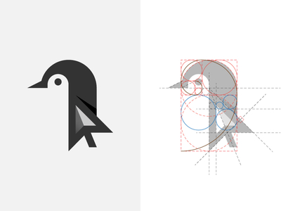 Penguin Logo and Golden Ratio Grids animal logo brand branding concept drawing golden ratio grids logo design penguin logo penguin logo design sketch tutorial