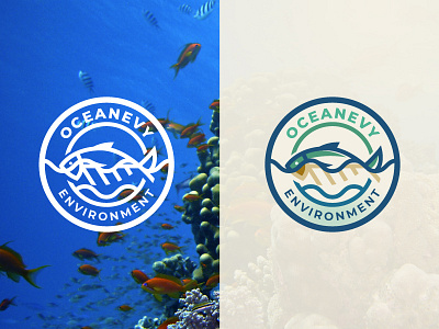 OCEANEVY Environment Logo circle logo creaitve logo emblem logo environment environment logo fish fish logo logo design nature ocean