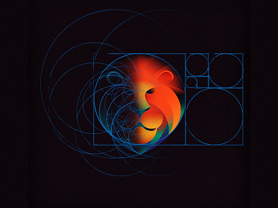 Lion: Sketch and golden ratio grid