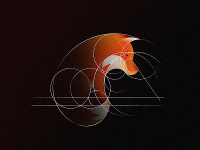 Fox logo design using golden ratio grid