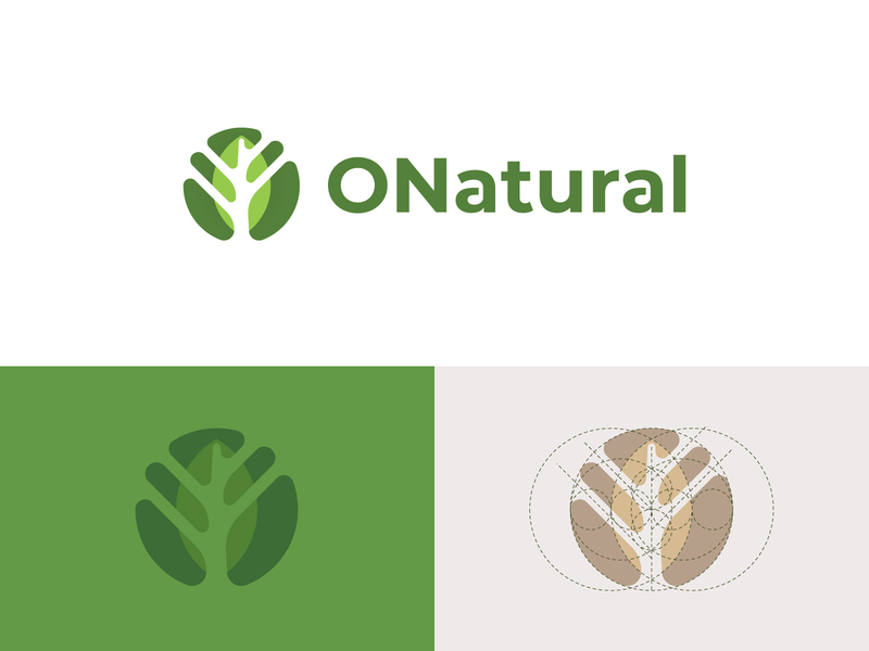ONatural - Leaf Logo branding dainogo design golden ratio grid identity leaf leaves logo logo design mark