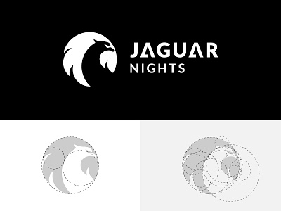 Jaguar Nights logo & golden ratio grids animal logo bird branding eagle golden ratio logo design mark negative space simple logo symbol