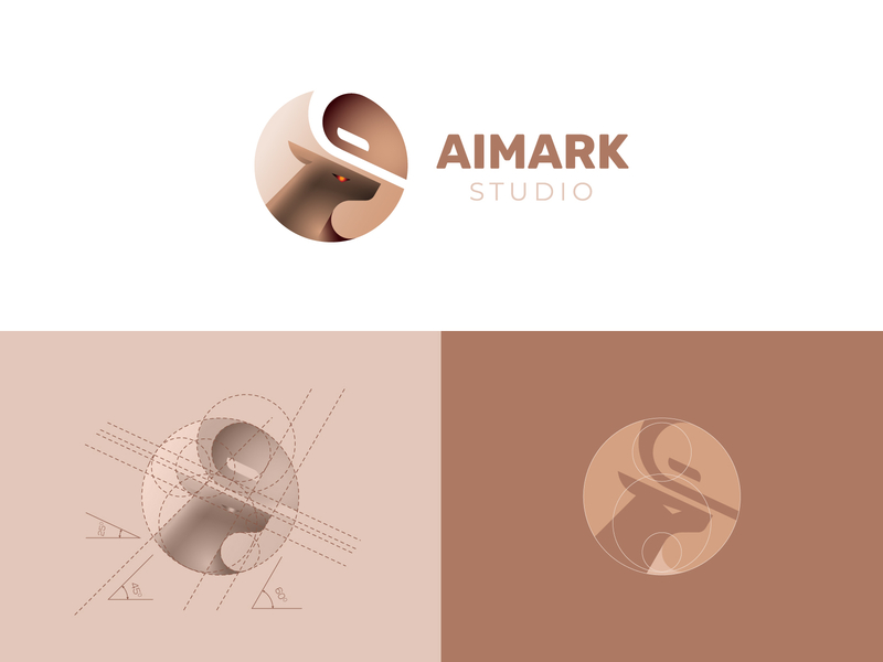 AIMARK - Deer logo and golden ratio grid aim animal logo brand branding creative deer deer logo design golden ratio grids identity logo design logo grid logo process mark nature negative space symbol