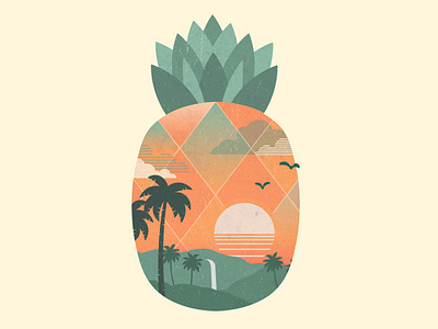 Tropical Gold graphic nature pineapple shape sunset tropical