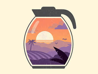 Morning Roast coffee fields illustration nature shape silhouette sky sunrise