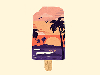 Sweet Heat chill ice cream illustration ocean palm trees summer sunset tropical waves