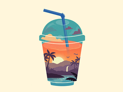 Smooth Tropics beach chill drink illustration nature shape sky summer sunset travel tropical