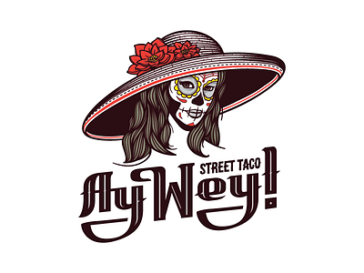 Logo for taco shop custom typography day of the dead food hand lettering la calavera catrina logo mexican street taco