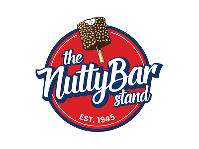 The Nutty Bar Stand logo american chocolate emblem ice cream nut peanuts playful sweet vintage
