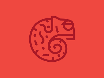 Chameleon animal camouflage chameleon dots icon line logo mark minimalist simple sleepy