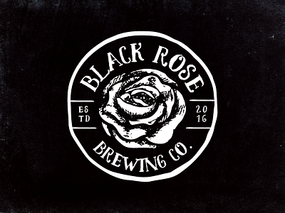 Black Rose black brewery emblem hand-drawn logo rose seal stamp vintage