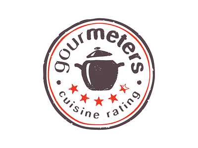 Gourmeters emblem food grunge logo organic playful pot rating restaurant seal stamp vintage