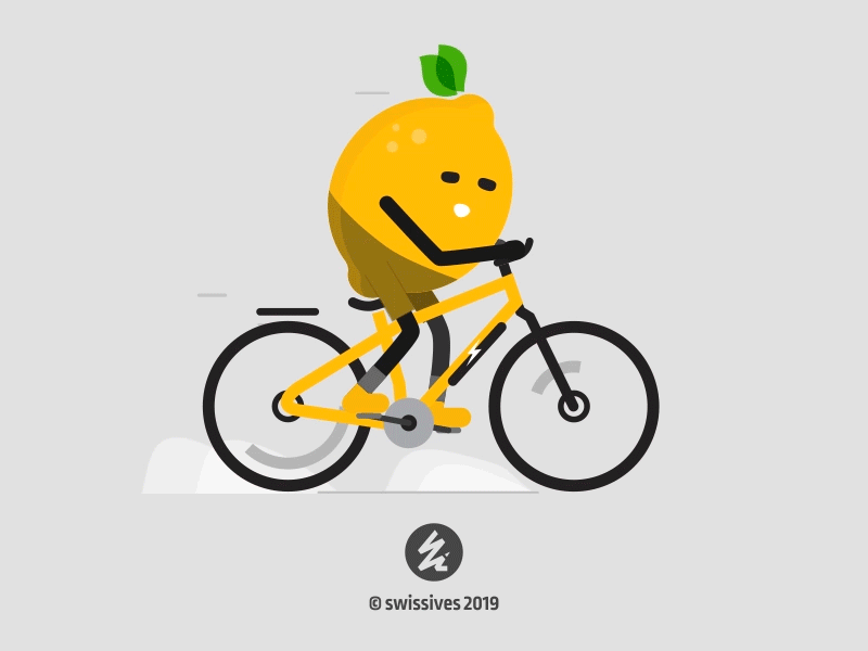 Lemon riding on an e-bike / bicycle adobe aftereffects animation bicycle character animation e-bike ebike icon icon animation iconanimation illustrator lemon motiongraphic motiongraphics