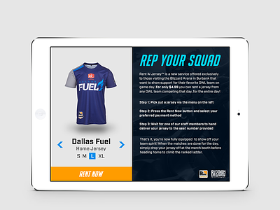 Overwatch League: Rent-A-Jersey app app design apparel blizzard concept dallas fuel esports flat fps gaming overwatch simple store store design ui video games