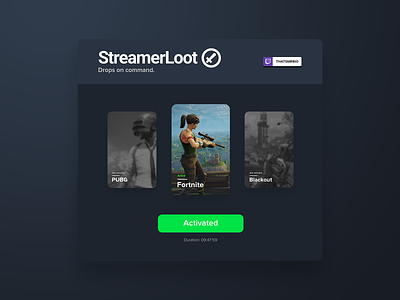 StreamerLoot: Drops on Command blackout call of duty concept design esports flat fortnite gaming livestream photoshop pubg simple streaming twitch twitch extension twitch.tv ui video games widget