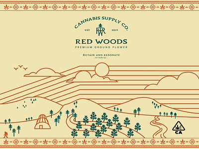 Red Woods Cannabis Packaging layout bigfoot brandidentity branding cannabis branding cannabis logo cannabis packaging design illustration logo package design pattern pattern design