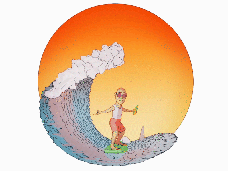 Chasing summer animation blender cartoon design illustration motion design summer summer vibes surfing