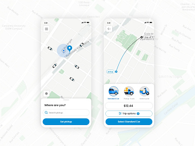 Ride-Sharing App app app design car car app minimal modern motorcyle pickup truck rideshare ridesharing ui ui ux ui design