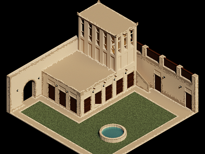 Old Palace 3d arabic architecture bahrain magicavoxel palace voxels