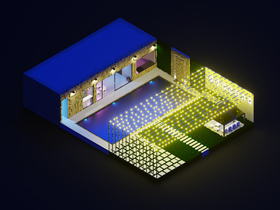 Pool Party 3d architecture lights magicavoxel party pool voxel