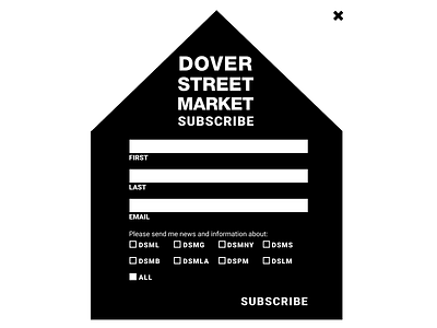 Newsletter Sign Up for Dover Street Market branding dailyui design dover street market email sign up fashion fashion brand helvetica minimal sign up form minimalist branding modal sign up roboto ui
