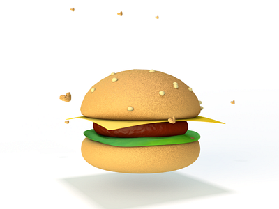 3D Burger burger cinema4d food lettuce meat seed