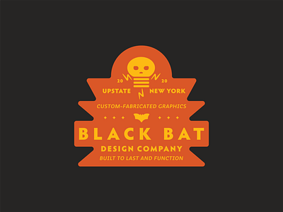 BLACK BAT BADGE animals badge bat black black bat brand branding custom design design company digital fruit bat graphic graphic design identity illustration illustrator logo skull typography