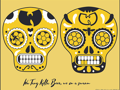 Wu Tang Skulls 1 Curated by Chloe Designs adobe illustrator bee design tshirt tshirt art wu tang wu tang wutang