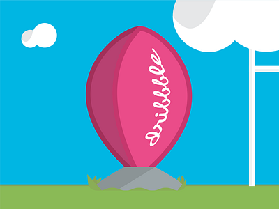 Rugby Dribbble ball ball cloud design dribbble flat game grass pink play rugby