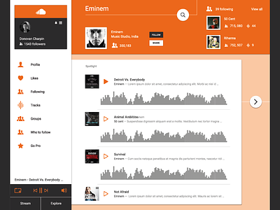 Soundcloud Material Design design flat material material design music page player redesign soundcloud ui web website
