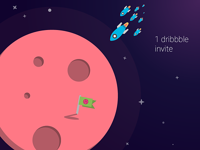1 dribbble invite nowww ! draft dribbble dribbble invite flat illustrator invitation invite one planet rocket share universe