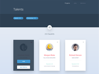 Talents directory by Donovan Charpin on Dribbble