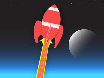 Rocket in Upper Atmosphere atmosphere blast off clouds illustration launch moon morning rocket space sun