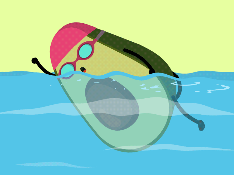 Swimming // Nadando 2danimation aftereffects agua aguacate animación animation animation 2d animations avocado character animation ejercicio gif animated illustration illustrator ilustración motion motiongraphics swim water workout
