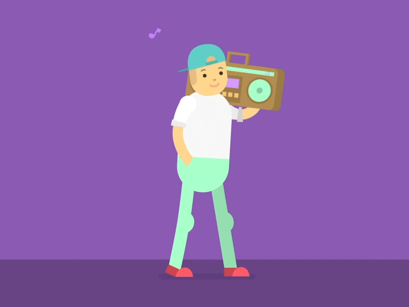 Guy with stereo // Chico con estéreo 2d animation 2danimation aftereffects animation animation 2d character animation gif animated guy illustration motiongraphics music stereo