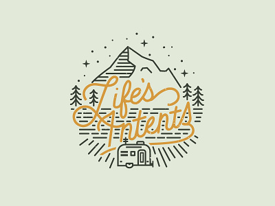 Lifes Intents Logo airstream badge brand brand design iconography intentional living logo logo design mountain outdoors pines rv