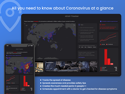 Responsive PWA dashboard for CoronaVirus spread coronavirus dashboard dashboard ui design heat maps ncov progressive web app pwa responsive ui ux