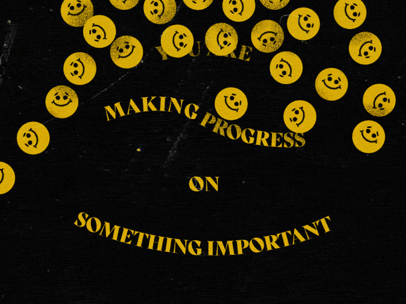 (gravity test) YOU ARE MAKING PROGRESS after effects animation newton 3 quote smiley typography