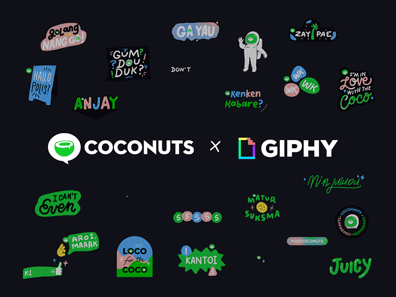 Coconuts Giphy Stickers animation gif giphy handlettering lettering motion typography