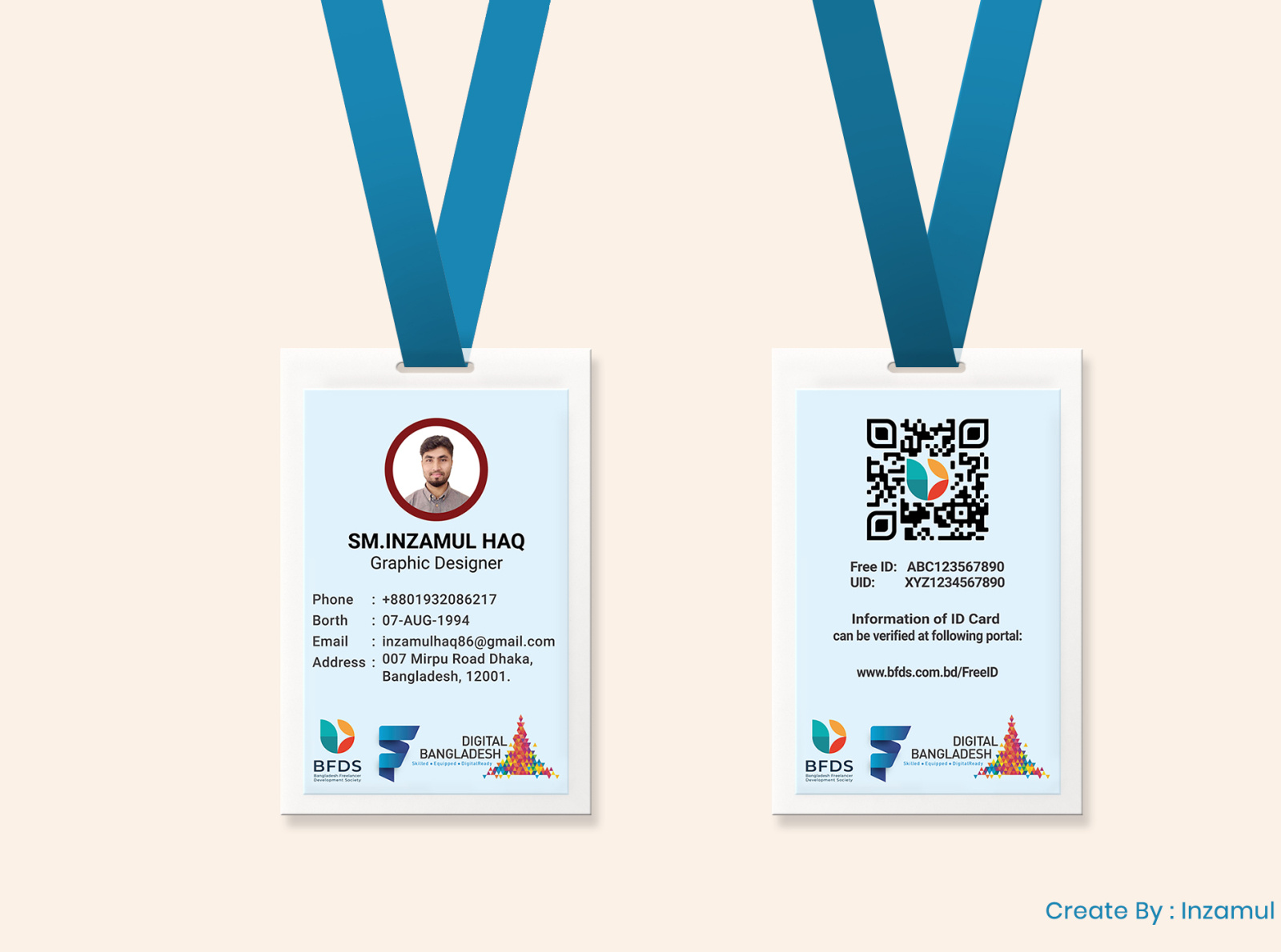 Bangladeshi Freelancer ID Card Mockup Design by Inzamul Haq on Dribbble