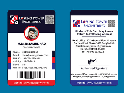 Power Company Employee Id Card Design By Inzamul Haq On Dribbble
