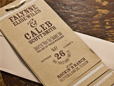 Wedding Invitation - Falynne & Caleb invitation rustic typography wedding