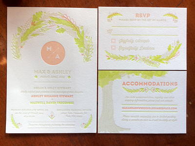 Wedding Invitation Suite - Max & Ashley hand drawn illustration invitation letterpress typography wedding