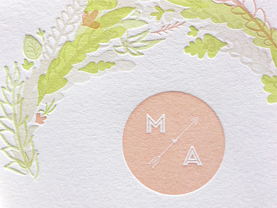 Wedding Invitation Detail - Max & Ashley hand drawn illustration invitation letterpress typography wedding