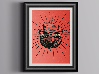 Smokey Brights Poster band bear handdrawn illustration music poster red smokey sunglasses