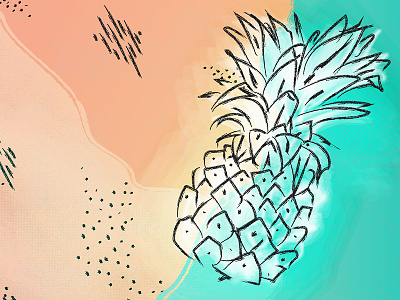 pineapple 🍍 vibes hand-drawn illustration pineapple summer vibes