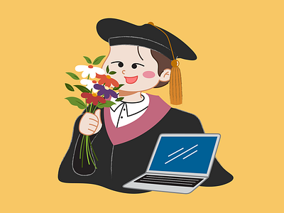 Online Graduation bouquet boy character design character illustration doodle doodle art education fanart flat illustration flowers graduation illustration university vector vector illustration