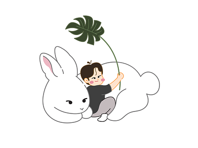 강토끼 boy character character design digital art doodle doodle art fanart flat design illustration kang donghoon rabbit vector