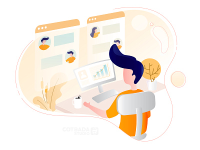 Collaboration with the Team design flat flat illustration ui ux vector
