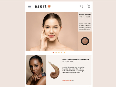 Asort UI animation branding colors design graphic design makeup metallic peach research ui ux